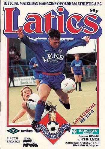 programme cover for Oldham Athletic v Chelsea, Saturday, 15th Oct 1988