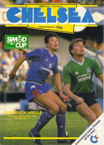 programme cover for Chelsea v Plymouth Argyle, Wednesday, 9th Nov 1988