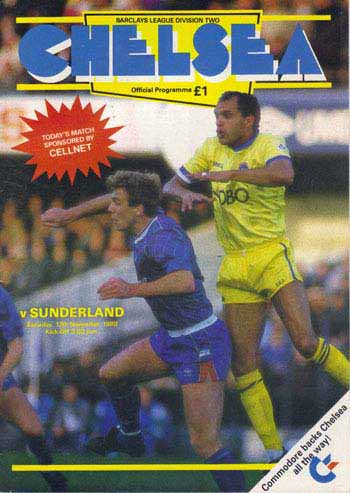programme cover for Chelsea v Sunderland, 12th Nov 1988