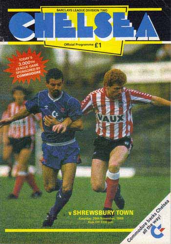 programme cover for Chelsea v Shrewsbury Town, Saturday, 26th Nov 1988