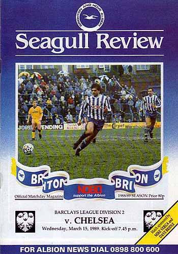 programme cover for Brighton And Hove Albion v Chelsea, Wednesday, 15th Mar 1989