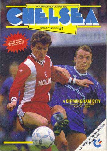 programme cover for Chelsea v Birmingham City, Tuesday, 4th Apr 1989