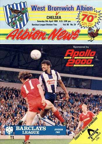 programme cover for West Bromwich Albion v Chelsea, Saturday, 8th Apr 1989