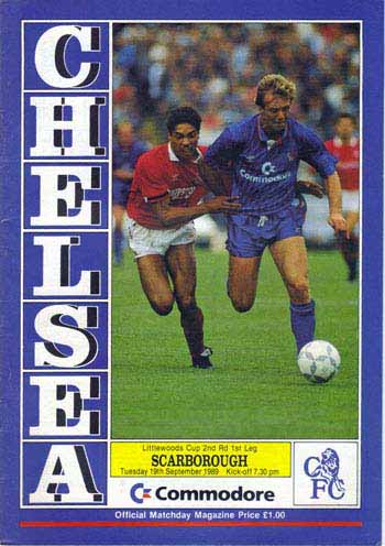 programme cover for Chelsea v Scarborough, Tuesday, 19th Sep 1989