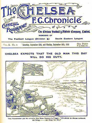 programme cover for Chelsea v Millwall Athletic, 14th Sep 1914