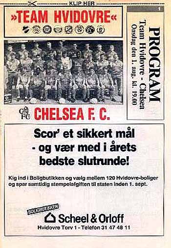 programme cover for Hvidovre v Chelsea, Wednesday, 1st Aug 1990