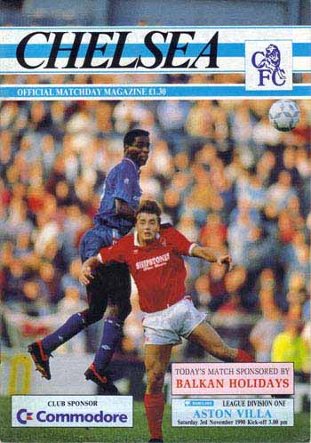programme cover for Chelsea v Aston Villa, Saturday, 3rd Nov 1990