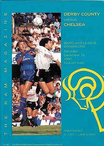 programme cover for Derby County v Chelsea, 15th Dec 1990