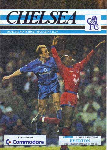 programme cover for Chelsea v Everton, Tuesday, 1st Jan 1991