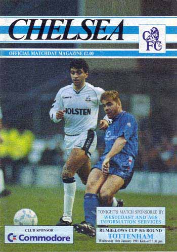 programme cover for Chelsea v Tottenham Hotspur, 16th Jan 1991
