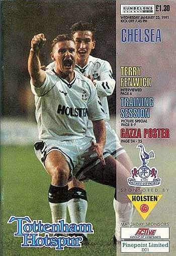 programme cover for Tottenham Hotspur v Chelsea, Wednesday, 23rd Jan 1991