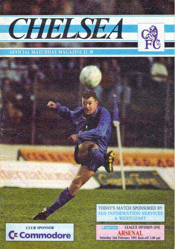 programme cover for Chelsea v Arsenal, Saturday, 2nd Feb 1991