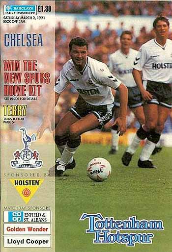 programme cover for Tottenham Hotspur v Chelsea, Saturday, 2nd Mar 1991