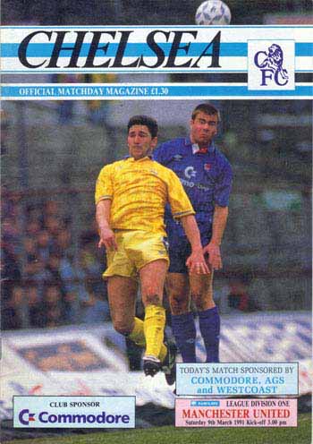 programme cover for Chelsea v Manchester United, 9th Mar 1991