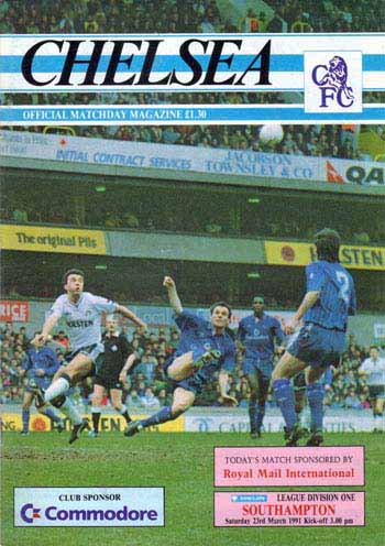 programme cover for Chelsea v Southampton, 23rd Mar 1991
