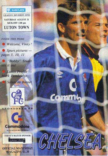 programme cover for Chelsea v Luton Town, Saturday, 31st Aug 1991