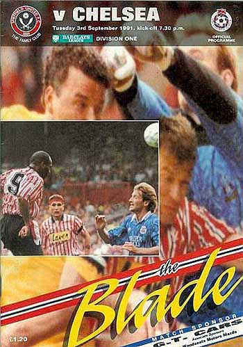 programme cover for Sheffield United v Chelsea, Tuesday, 3rd Sep 1991