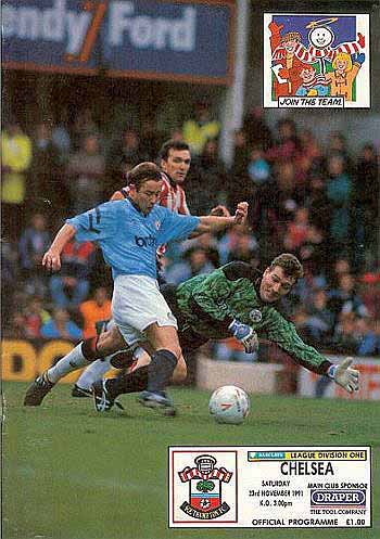 programme cover for Southampton v Chelsea, 23rd Nov 1991