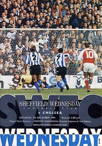 programme cover for Sheffield Wednesday v Chelsea, Saturday, 7th Dec 1991