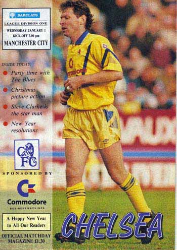 programme cover for Chelsea v Manchester City, 1st Jan 1992
