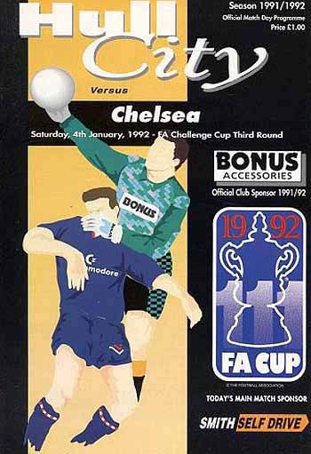 programme cover for Hull City v Chelsea, 4th Jan 1992