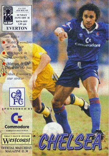 programme cover for Chelsea v Everton, 26th Jan 1992