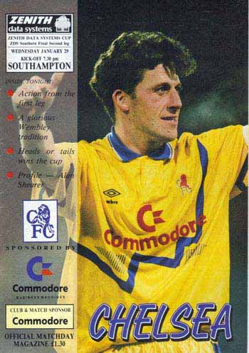 programme cover for Chelsea v Southampton, 29th Jan 1992