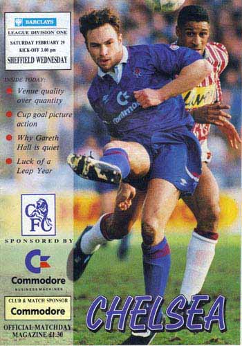 programme cover for Chelsea v Sheffield Wednesday, 29th Feb 1992