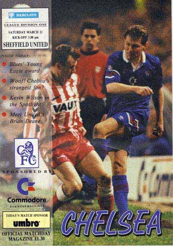 programme cover for Chelsea v Sheffield United, Saturday, 21st Mar 1992