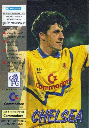 programme cover for Chelsea v Queens Park Rangers, 18th Apr 1992