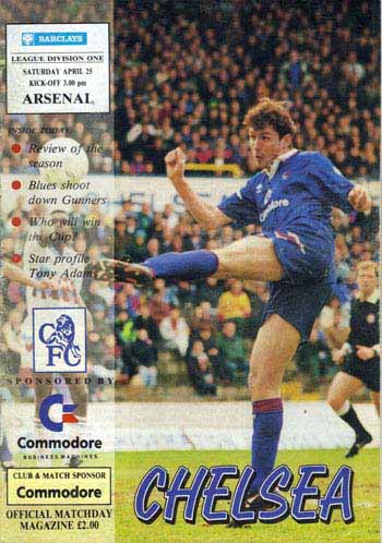 programme cover for Chelsea v Arsenal, 25th Apr 1992
