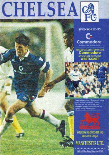 programme cover for Chelsea v Manchester United, 19th Dec 1992
