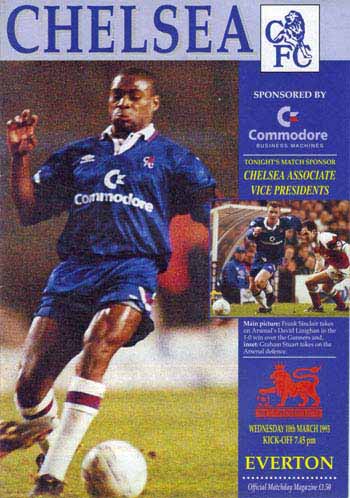programme cover for Chelsea v Everton, Wednesday, 10th Mar 1993
