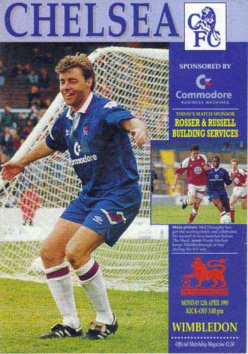 programme cover for Chelsea v Wimbledon, Monday, 12th Apr 1993