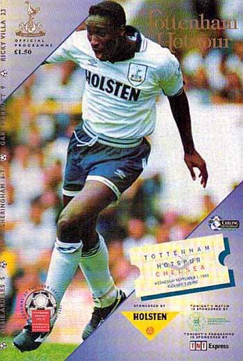 programme cover for Tottenham Hotspur v Chelsea, Wednesday, 1st Sep 1993