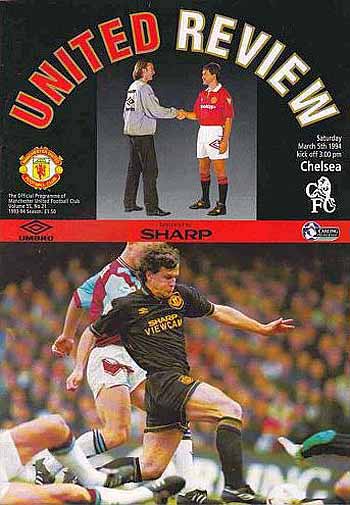 programme cover for Manchester United v Chelsea, Saturday, 5th Mar 1994
