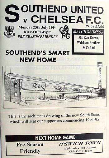 programme cover for Southend United v Chelsea, Monday, 25th Jul 1994