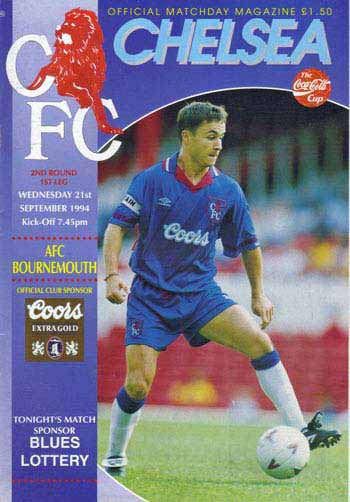 programme cover for Chelsea v Bournemouth, Wednesday, 21st Sep 1994
