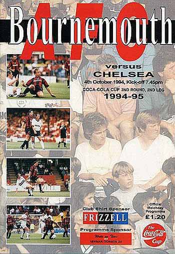 programme cover for Bournemouth v Chelsea, Tuesday, 4th Oct 1994