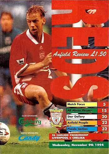 programme cover for Liverpool v Chelsea, 9th Nov 1994