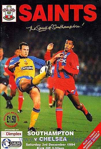 programme cover for Southampton v Chelsea, Saturday, 3rd Dec 1994