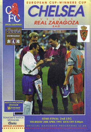 programme cover for Chelsea v Real Zaragoza, Thursday, 20th Apr 1995