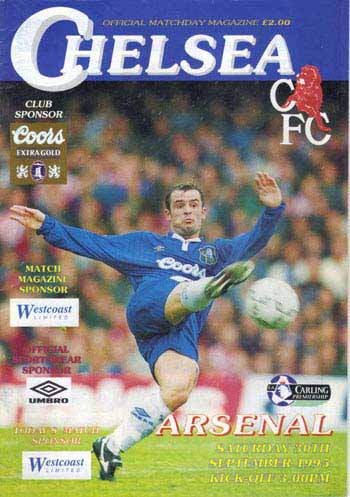 programme cover for Chelsea v Arsenal, Saturday, 30th Sep 1995