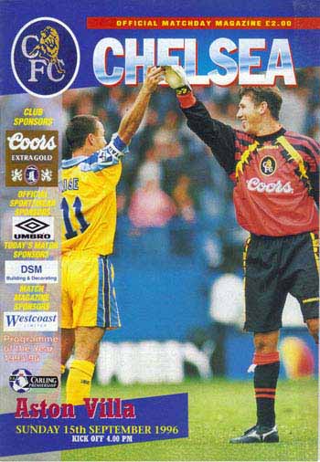 programme cover for Chelsea v Aston Villa, 15th Sep 1996