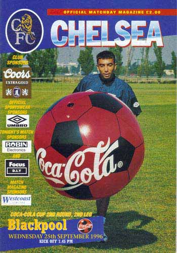 programme cover for Chelsea v Blackpool, Wednesday, 25th Sep 1996