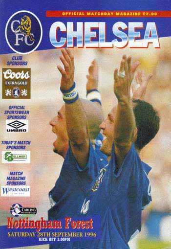 programme cover for Chelsea v Nottingham Forest, Saturday, 28th Sep 1996