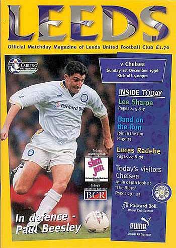programme cover for Leeds United v Chelsea, 1st Dec 1996
