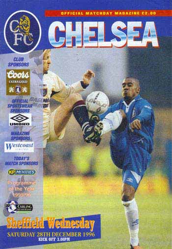 programme cover for Chelsea v Sheffield Wednesday, Saturday, 28th Dec 1996