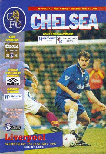 programme cover for Chelsea v Liverpool, Wednesday, 1st Jan 1997