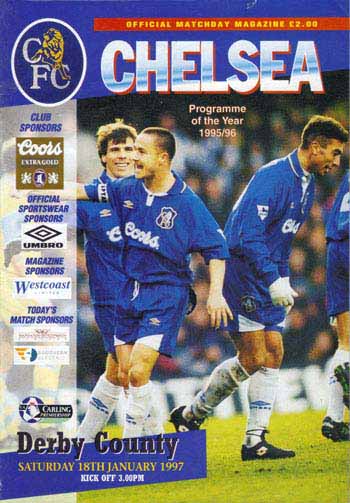 programme cover for Chelsea v Derby County, 18th Jan 1997
